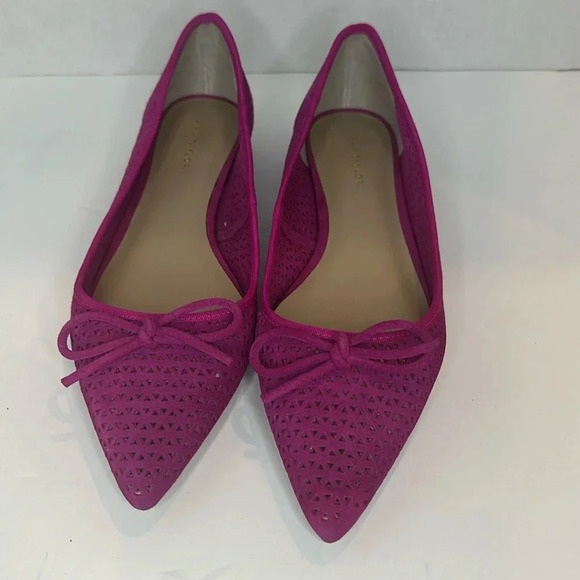 ANN TAYLOR SUEDE LEATHER BALLET FLAT PERFORATED POINTED TOE PADDED FOOTBED 6M - Picture 3 of 8